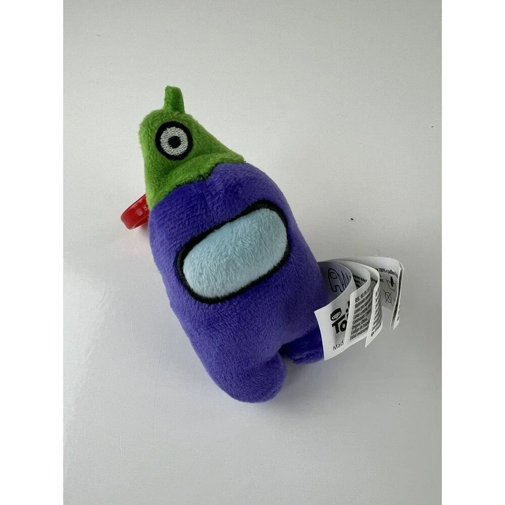 Amoung Us Purple Crewmate HeadSlug Hat Plush Toy Keychain Key Ring Bag Charm 6”